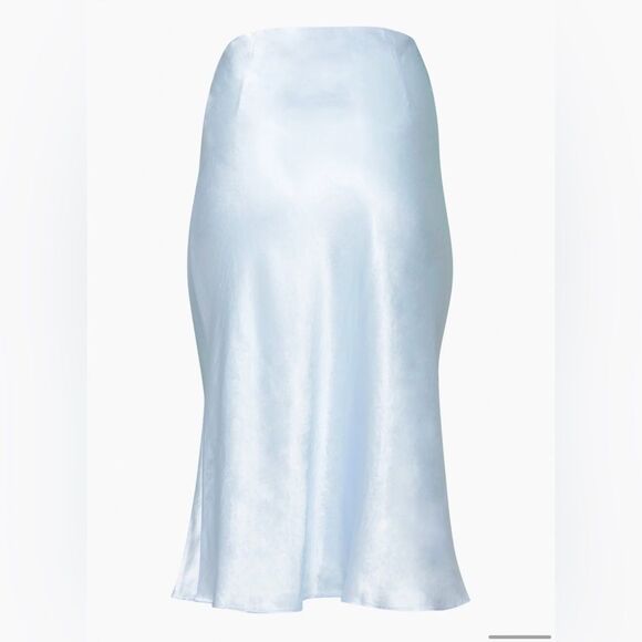 Babaton for Aritzia Women’s Size 16 Light Blue Japanese Satin Slip Midi Skirt - Picture 7 of 16